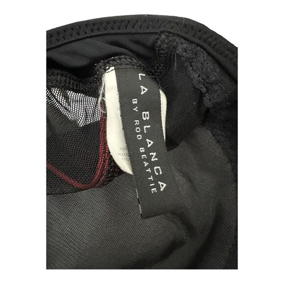 La Blanca Mesh Stripe One Piece pinup retro 80s 90s vintage 
Black Red - Picture 2 of 9